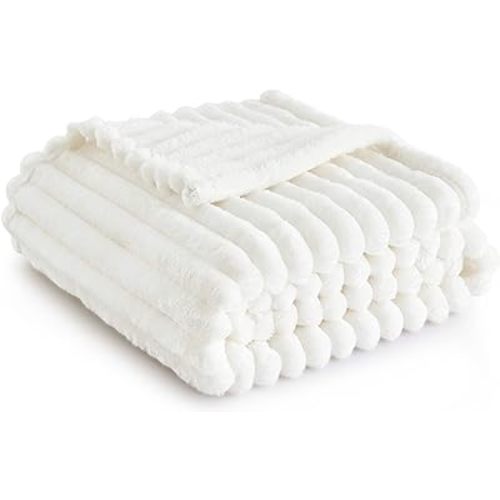 Bedsure White Throw Blanket for Couch - GentleSoft Cozy Soft Blankets for Women, Cute Small Fleece Throws for Girls, Birthday Gifts for Women, Mothers Day Decor Gifts for Mom, Off White, 50x60 Inches