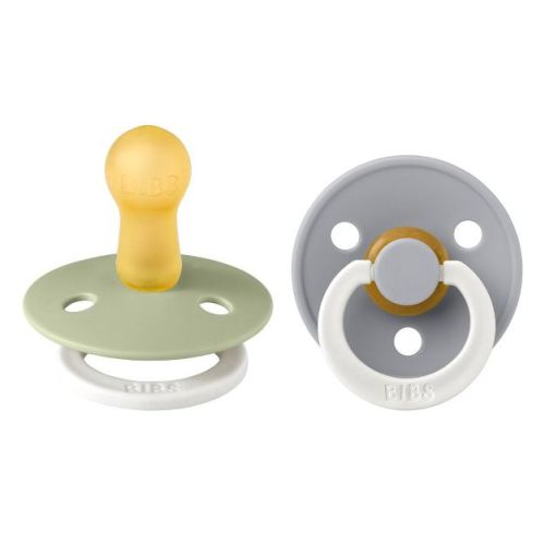 Bibs Glow in the Dark Latex Pacifier - 6-18m - Size 2 - 2pk - Sage Glow/Cloud Glow: BPA-Free, Phthalate-Free, Rubber Latex