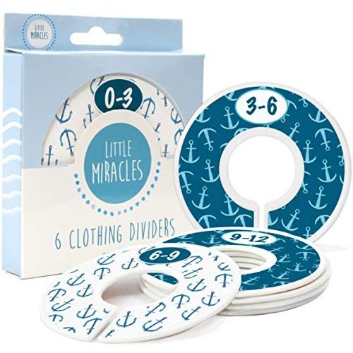 Baby Closet Size Dividers - Nautical Nursery Closet Dividers for Baby Clothes - Dividers by Month for Baby Boy Nursery Decor - Baby Closet Dividers for Clothing Racks - [Nautical]