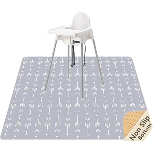 Splat Mat for Under High Chair/Arts/Crafts, WOMUMON Washable Baby Spill Mat Waterproof Anti-Slip Floor Splash Mat, Portable Play Mat and Table Cloth (Star, 51")