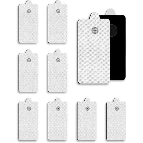 10-Pack TENS Unit Replacement Pads, Rectangular Snap TENS Electrode Pads with self-Adhesion for 50 Times, AVCOO Latex-Free 1.8"X3.8" TENS Pads Compatible with TENS EMS Devices Use 3.5mm Button Leads