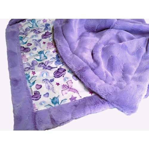 Baby Dragons Blanket - Girls Purple Dragon Blanket - Personalized Baby Blanket - Toddler Dragon Gift - Minky Blanket, Satin Ruffle Option