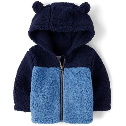 The Children's Place Baby Boys' and Toddler Cozy Sherpa Hooded Full Zip Sweatshirt