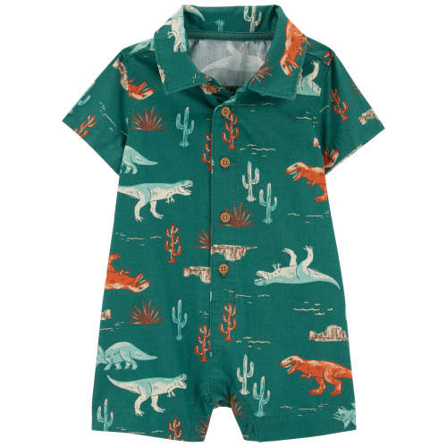 Baby Dinosaur Cotton Romper - Style,Green