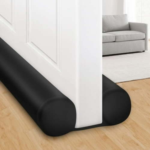 Huchen Large Door Draft Stopper for Bottom of Door 36 Inch Under Door Noise Blocker Under Door Gap Filler Weather Stripping Adjustable Twin Door Sweep Door Draft Guard Window Seal Black