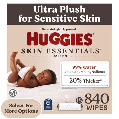 Huggies Skin Essentials Baby Wipes, 15 Pack, 840 Total Ct (Select for More Options)