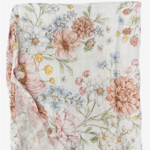 Bamboo Cotton Muslin Swaddle Blanket, Secret Garden - Loulou Lollipop Sleep Sacks | Maisonette