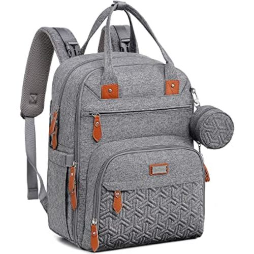 Diaper Bag Backpack, Unisex Baby Bags with Changing pad, Insulated Pockets & Pacifier Holder for Boys Girls, WELAVILA Large Multifunction Travel Back Pack for Mom & Dad, Gray