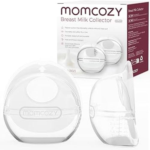Momcozy Breast Milk Collector, Milk Collectors for Breastfeeding, Reusable Breast Milk Shells, Silicone Catcher with More Fit & Soft (3oz/90ml, 2 Counts)