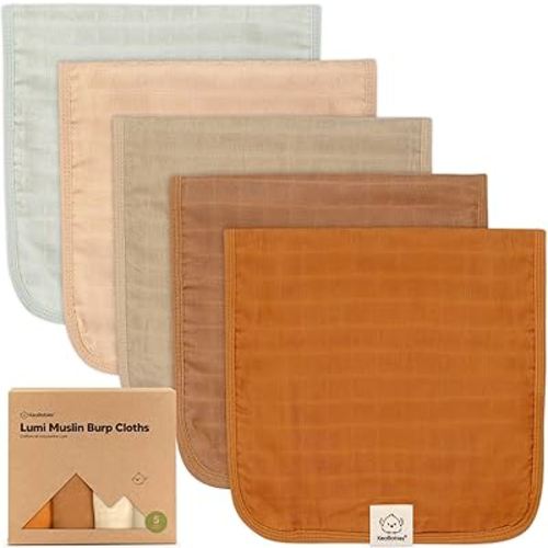 5-Pack Muslin Burp Cloths for Baby Boys, Girls - Baby Burp Cloths Neutral, Soft and Absorbent Burp Clothes, Burping Cloths for Babies, Burp Rags, Baby Girl & Boy Burp Cloth, Baby Essentials (Spice)