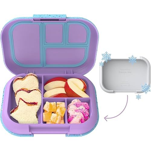 Bentgo Kids Chill Leak-Proof Lunch Box - Included Reusable Ice Pack Keeps Food Cold; 4-Compt. Bento Box; Microwave/Dishwasher Safe; 2 Year Manufacturer's Warranty (Confetti Edition - Vivid Orchid)