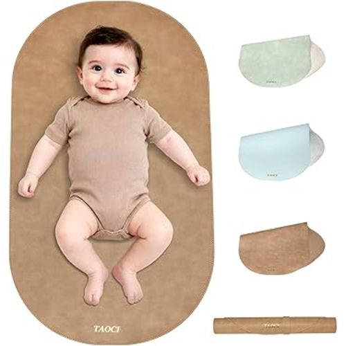 Changing Pad Portable, Diaper Changing Pad, Baby Changing Mat, Waterproof & Wipeable Vegan Leather Change Pad for Home & Travel, Brown