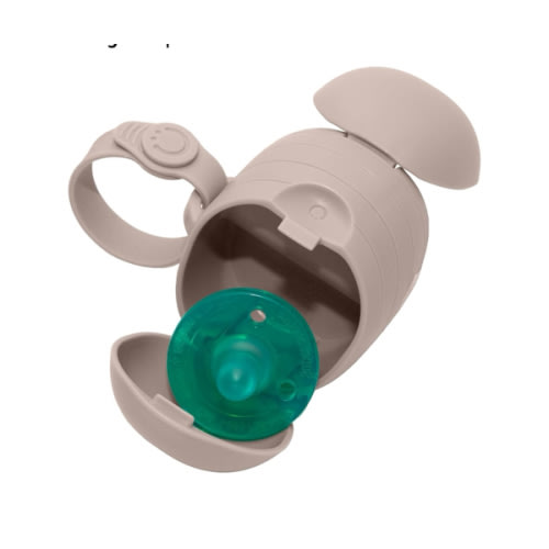 Ubbi On-The-Go Dual Pacifier Holder, Keep's Baby's Binkies Clean and Accessible, Portable for Travel, Diaper Bag Accessory Must Have for Newborns, Taupe