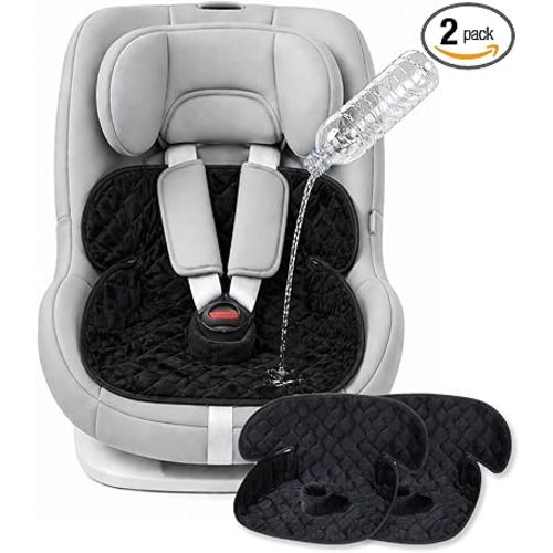 2-Pack Waterproof Piddle Pads, Potty Training Car Seat Protector & Reusable Liner – Non-Slip, Leak-Proof Cover for Car Seats, Strollers, High Chairs, Machine Washable (Black)