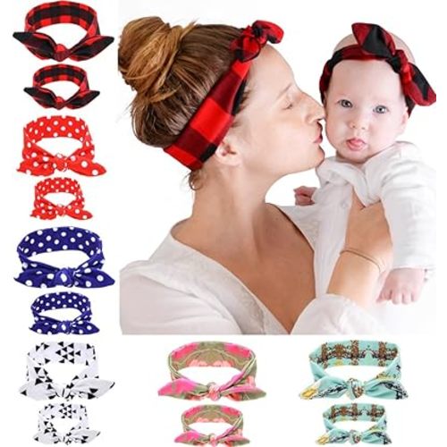 Mommy and Me Headband Set is Matching Headbands for Mother & Daughter, Gift for Mom & Baby Girl & Mom Headband Or Hairbands with Bunny Ears Headwrap for New Mom & Newborn Infant Toddle 12Pack/6sets