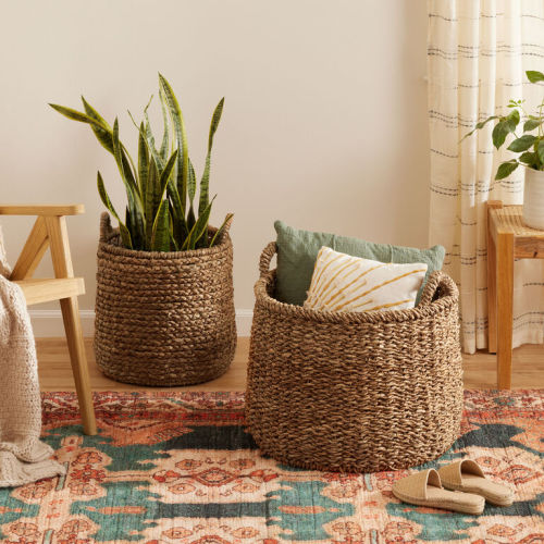 Noelle II Natural Hyacinth Tote Baskets
