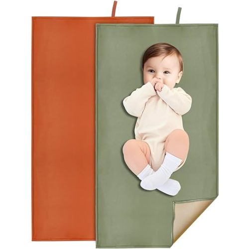2 Pack Wipeable Diaper Changing Pad for Baby, Portable Baby Changing Mat for Travel or Home, Foldable Mat Fits Perfectly in Diaper Bag (67-08)