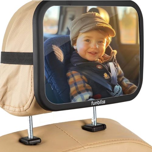 Baby Car Mirror Most Stable Backseat Mirror with Premium Matte Finish,Ultra High Definition PMMA Material, Secure and Shatterproof,Black