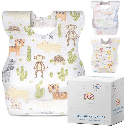 KIIS Disposable Baby Bibs for Baby Boys and Girls - Individually Packaged - Hygienic, Soft and Leakproof (20 PCS / 60 PCS) - 60 Pcs Combo
