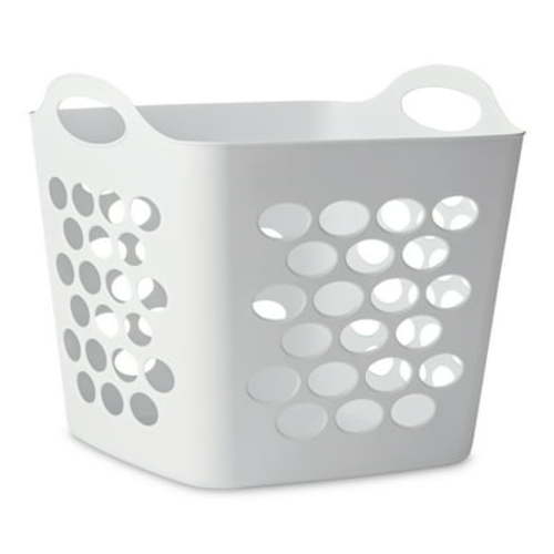 Mainstays Flexible Square Dot Laundry Basket, White