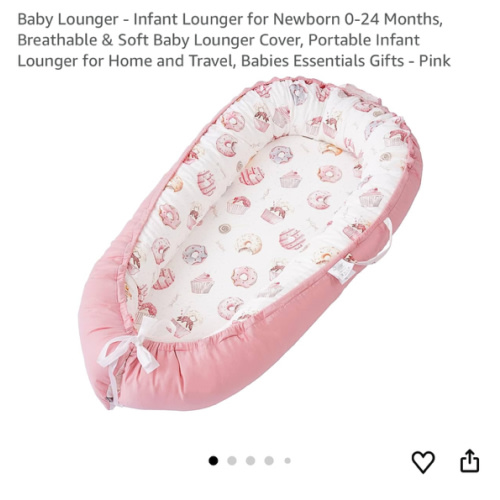 Baby Lounger - Infant Lounger for Newborn 0-24 Months, Breathable & Soft Baby Lounger Cover, Portable Infant Lounger for Home and Travel, Babies Essentials Gifts - Pink