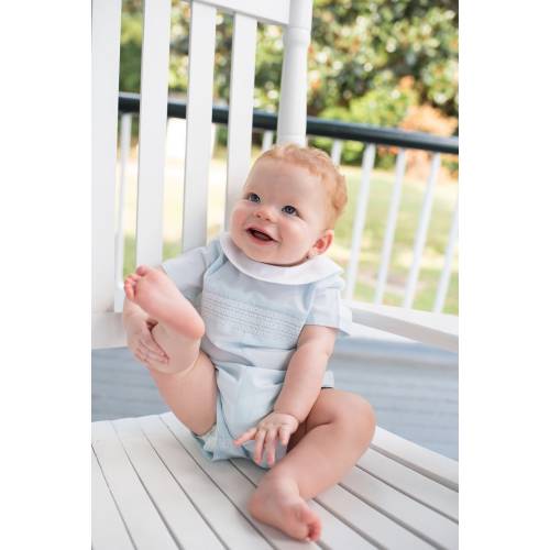 Bless Your Heart Blue Smocked Romper