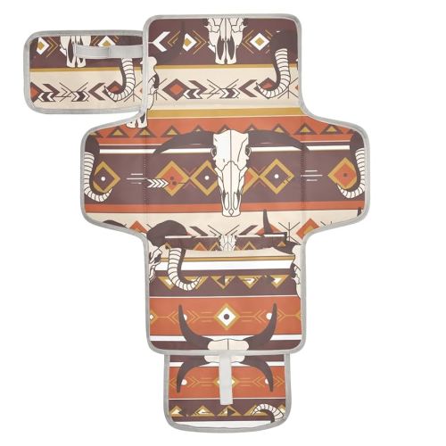 Western Aztec Baby Changing Pad - Waterproof Diaper Changing Pad with Built-in Pillow - Portable Travel Changing Mat for Newborn Girl & Boy