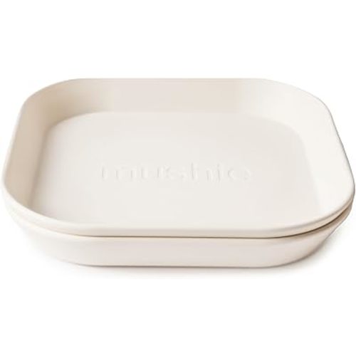 mushie Square Dinnerware Bowls for Kids | Made in Denmark, Set of 2 (Ivory)