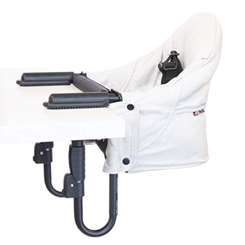 guzzie+Guss Perch Clip On Table Chair – Easy and Secure Setup for Travel (Including Restaurants, Picnics), at Home (Kitchen Islands, Dining Tables) with Machine Washable Fabric, Latte
