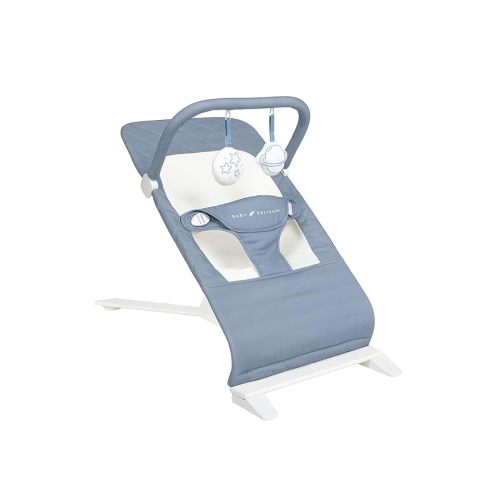 Baby Delight Alpine Deluxe Portable Baby Bouncer | Infant | 0-6 Months | 100% GOTS Certified Organic Cotton Fabric | Organic Dusty Blue