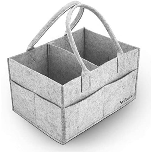 WebaCoo. Baby Diaper Caddy Organizer - Nursery Storage Basket and Car Organizer for Diapers and Wipes - Baby Diaper Organizer - Upgrade Felt Nappy Caddy for Newborn Boy & Girl
