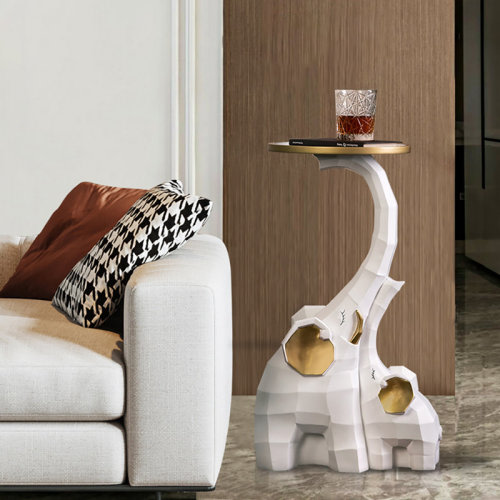 Bungalow Rose End Table With Tray Top Decor Elephant Shape Side Table & Reviews | Wayfair