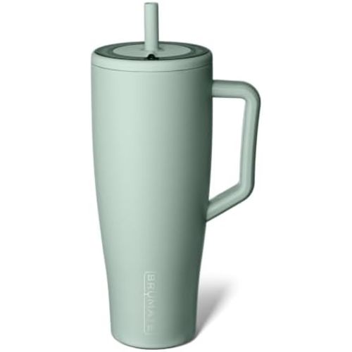 BrüMate Era 40 oz Tumbler with Handle and Straw | 100% Leakproof Insulated Water Bottle Tumbler with Lid and Flexible SoftSip Straw | Made of Stainless Steel | Cup Holder Friendly | 40oz (Sage)