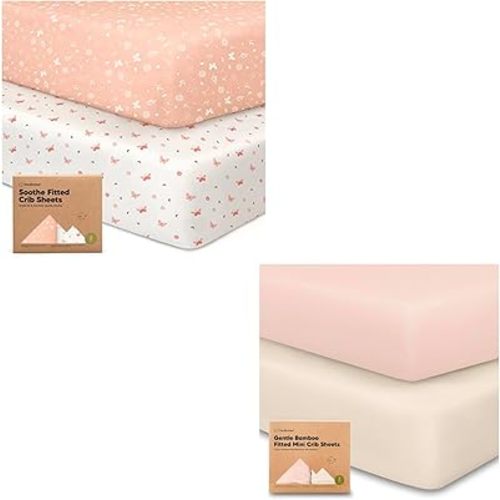 KeaBabies Paquete de 2 sábanas orgánicas para cuna para niños, niñas y paquete de 2 sábanas de cuna para niños, niñas, sábanas ajustables de jersey para cuna de bebé, paquete de 2 sábanas ajustables