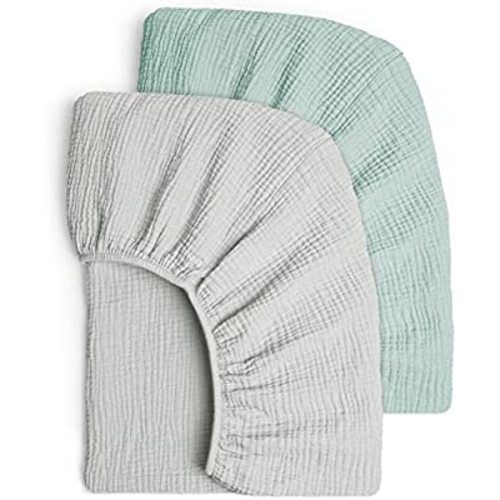 Lulu moon Muslin Crib Sheets - 2 Pack, Gray & Sage