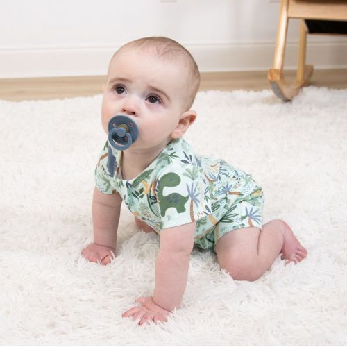 Baby Boy Rompers, 2pk - The Peanutshell® Green Dino, Green, Newborn