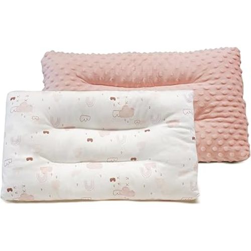 Toddler Pillow,Breathable and Skin-Friendly,Machine Washable,100% Cotton Cute Kids Pillows for Sleeping,Kids Sleeping Pillow for 2-6 Year Old,19X11inches (Pink)