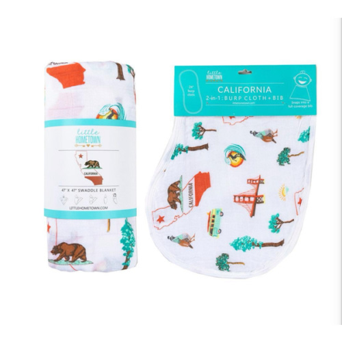 Baby Muslin Swaddle Blanket & Burp Cloth Set | Gift Set