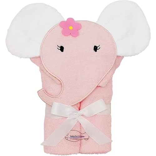 Cotton Baby Bath Towel, Soft Baby Hooded Towels, Adorable Gifts for Newborn, Pink Elephant
