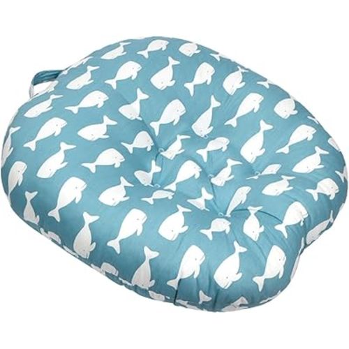 Floor Lounge Pillow, Skin Friendly Lounger Pillow with Handle Multifunctional Soft 𝖡𝖺𝖻𝗒 Shower Gift (Blue-White)
