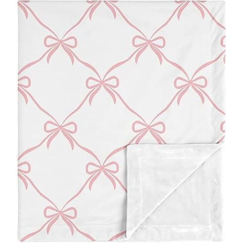 Sweet Jojo Designs Soft Baby Blanket (Pink Bows) for Girls, Infant, Newborns, Toddler 30x36in - Stroller Swaddle Security Receiving Blankets Minky (Bow, Ballerina, Ballet Dancer, Princess Collection)