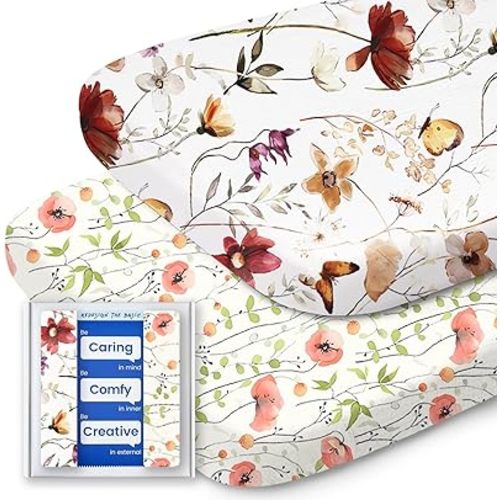 Bassinet Sheets for Baby Boy Girl, TotBasic Buttery Soft Universal Bassinet Fitted Sheet, Compatible with Halo, Mika Micky, Baby Delight, Dream On Me, Maxi COSI & More Bassinet Mattress