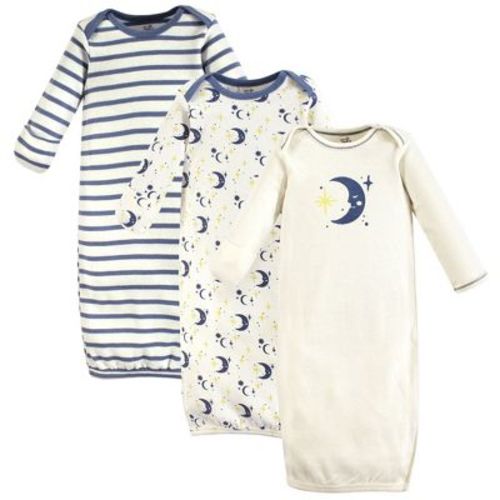 Touched By Nature Baby Organic Cotton Long-sleeve Gowns 3pk, Moon, 0-6 Months