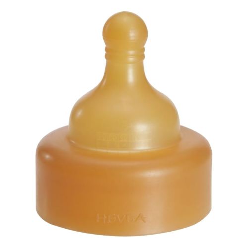 HEVEA Wide Neck Baby Bottle Nipple - Slow Flow Glass Bottle Nipple for Newborn Babies - Single-Pack - 100% Natural Rubber 0+ Months