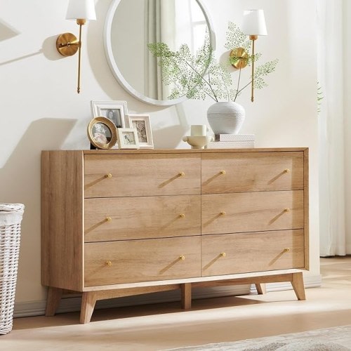 Mid Century Modern 6 Drawer Wood Dresser