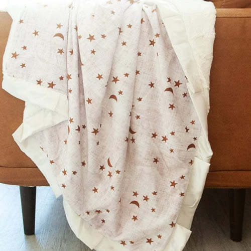 Gold Stars and Moons Blanket | Minky Couture