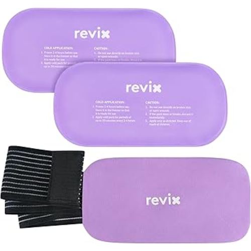 REVIX 2-Pack Gel Ice Packs Reusable with Soft Cover, 10"x 5" Multi-Use Cold Packs for Injuries, Hot Cold Gel Packs for Elbow, Neck, Back, Shoulders, Ankles, Purple