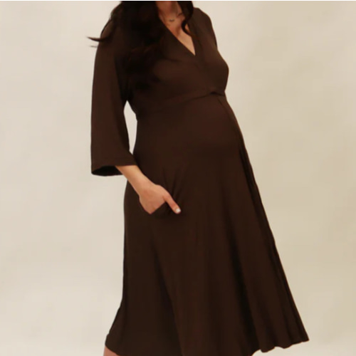 Lila Labor & Postpartum Gown in Mocha