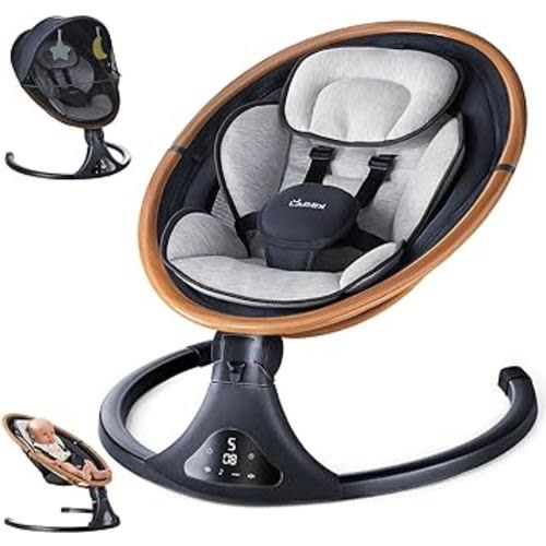 Baby Swings for Infants to Toddler-Electric Bluetooth Infant Swing with Remote Control, Rocker with 5 Speeds, 5-Point Harness,3 Seat Positions (Gray)