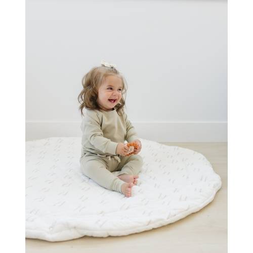 Round Baby Play Mat, Plush Quilted Cotton Blend, Neutral Colors